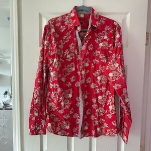 Patrons of Peace Red Floral Long Sleeve Shirt